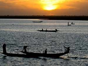 Abendlicher Blick auf den Fluss Niger