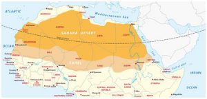 Karte von der Sahara und der Sahelzone